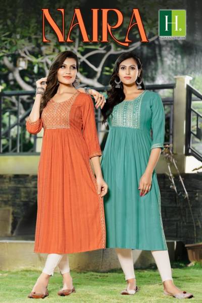 Naira By Hirwa Fancy Embroidered Kurti Collection